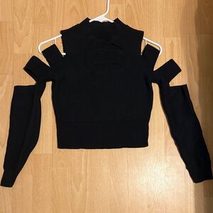 Express Cropped Black Knit Sweater